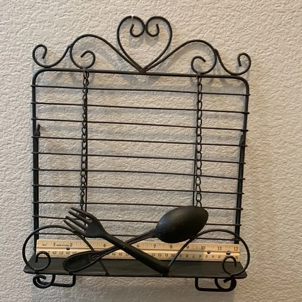 Metal Fork Spoon Wall Kitchen Cook Book Holder Ball And Chain Page Dividers